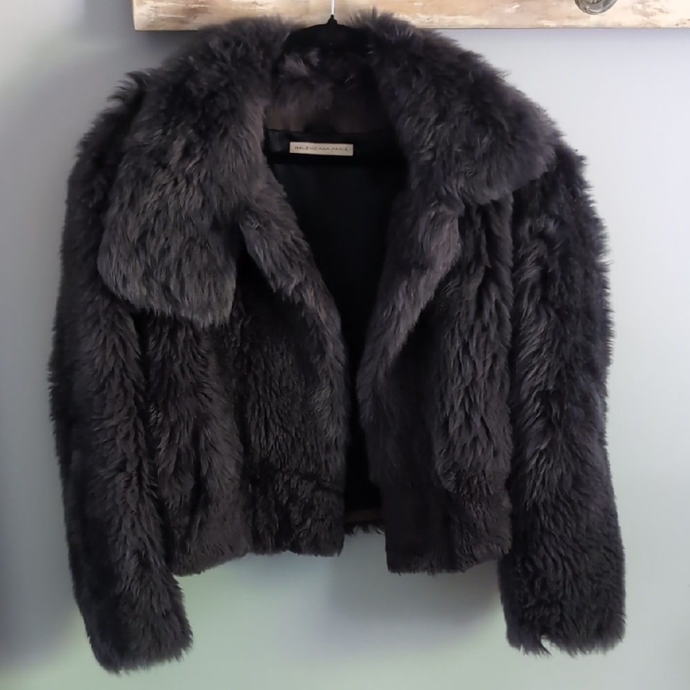 Balenciaga Charcoal Shearling Jacket XS